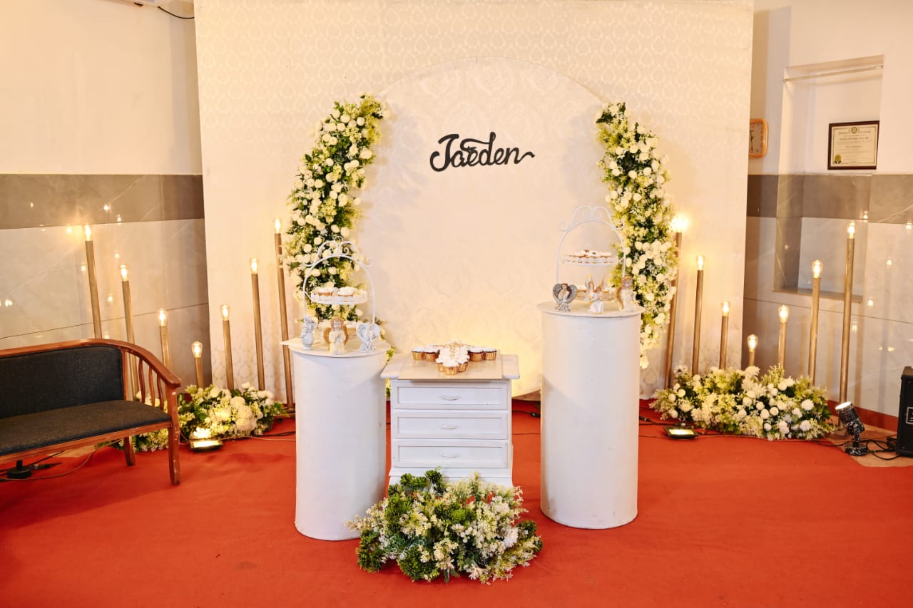 Hall decorated for a celebration